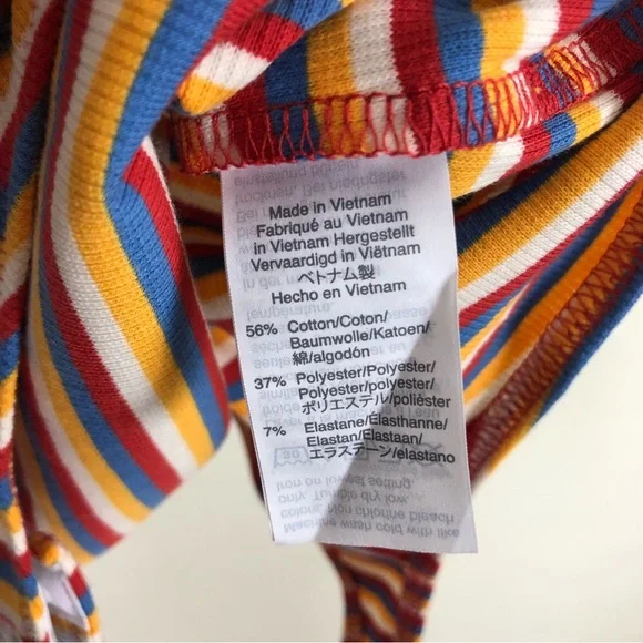 Madewell Ribbed Spaghetti Strap Snap Thong Tank Bodysuit Rainbow Stripe Medium - Picture 9 of 10